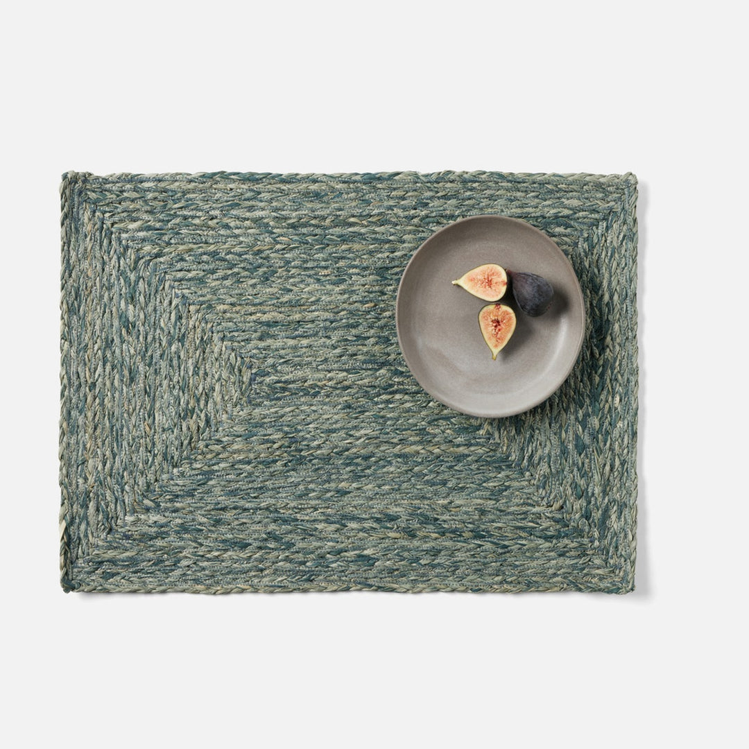 Zoey Teal Rectangular Placemat Raffia Pack/4