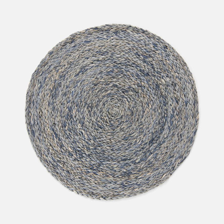 Zoey Slate Blue Round Placemat Raffia Pack/4
