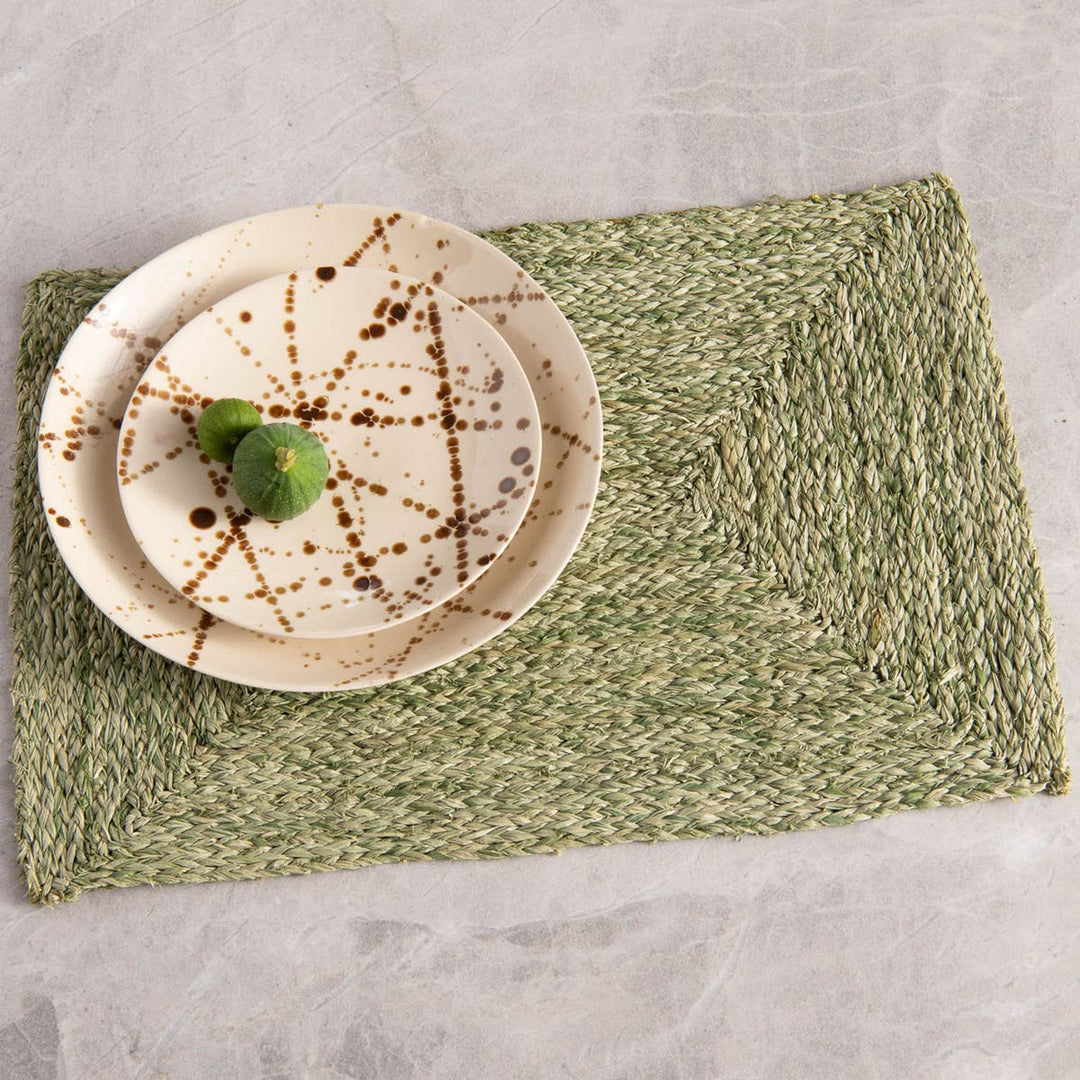 Zoey Pale Green Rectangular Placemat Raffia Pack/4