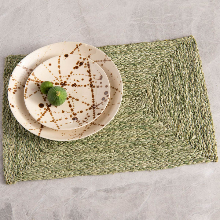 Zoey Pale Green Rectangular Placemat Raffia Pack/4