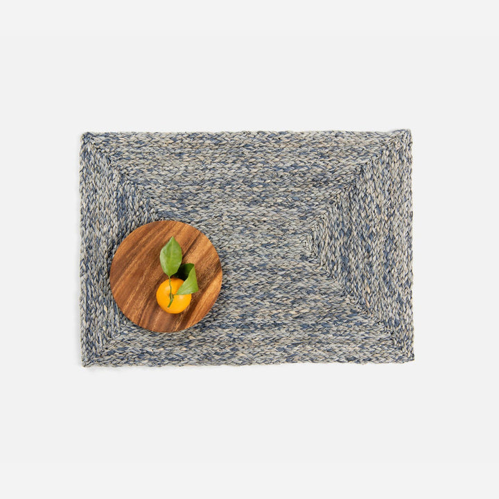 Zoey Slate Blue Rectangular Placemat Raffia Pack/4