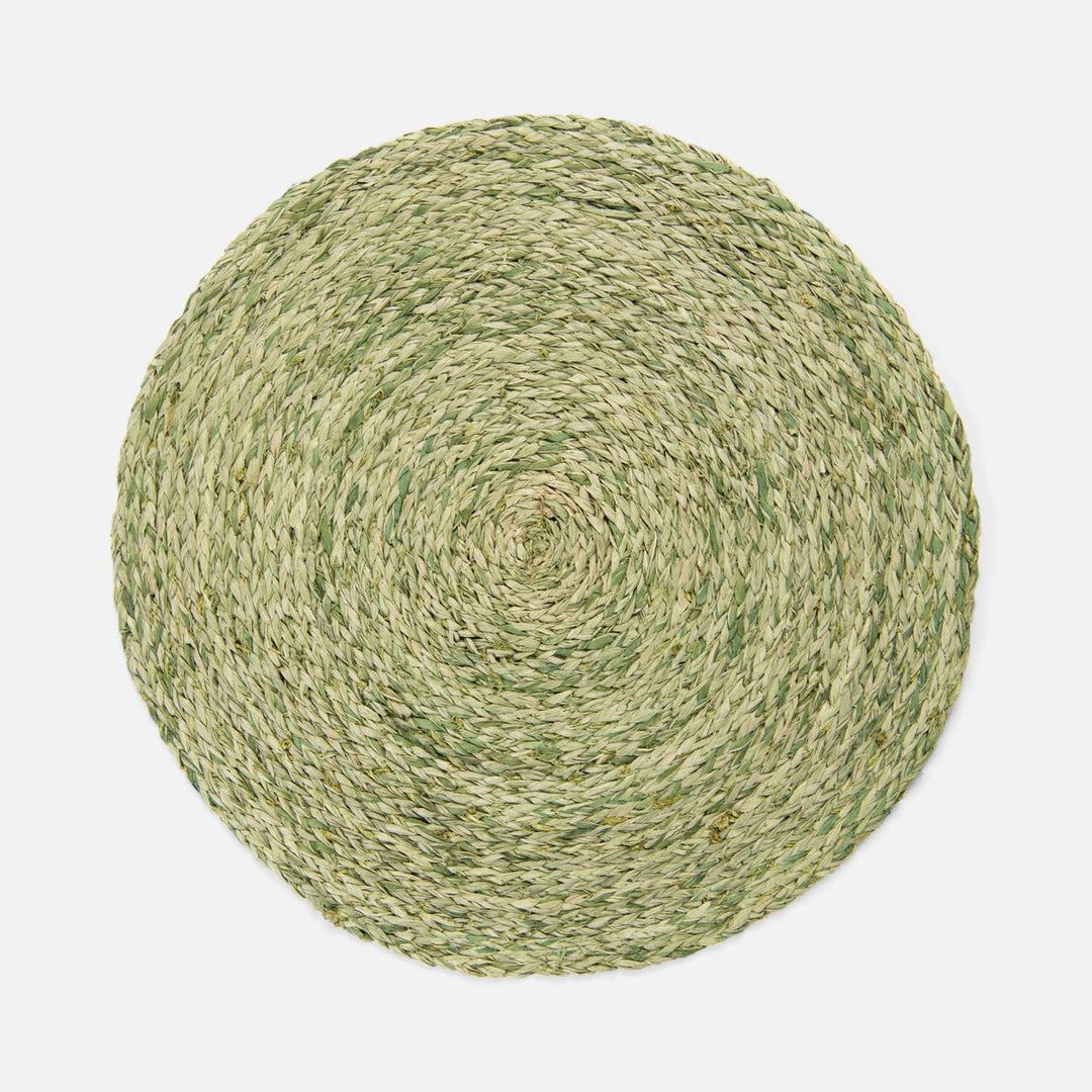 Zoey Pale Green Round Placemat Raffia Pack/4