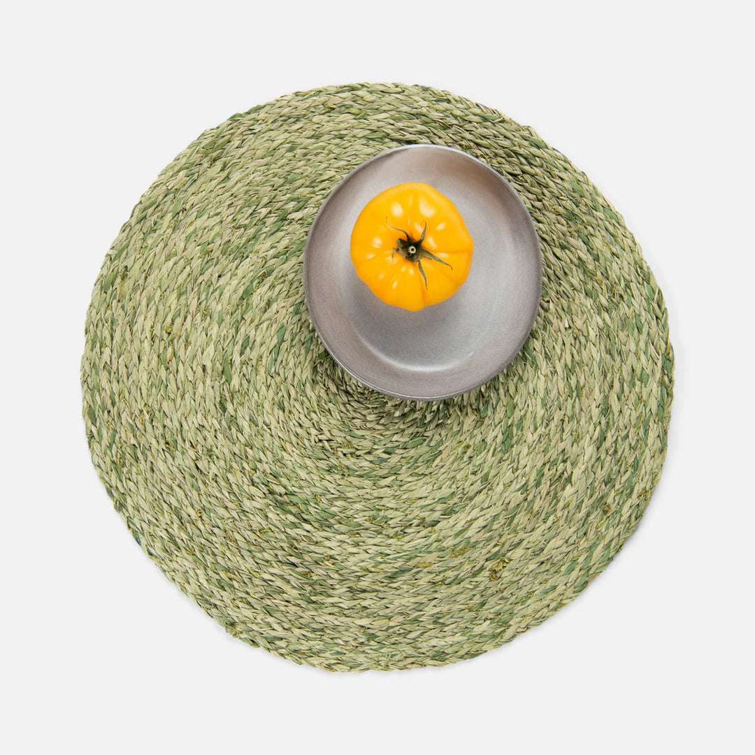 Zoey Pale Green Round Placemat Raffia Pack/4