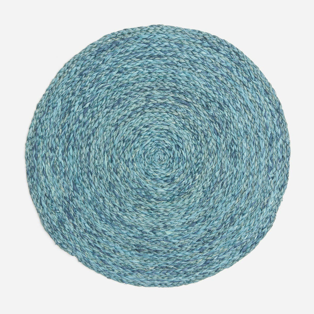 Zoey Mixed Blue Round Placemat Raffia Pack/4