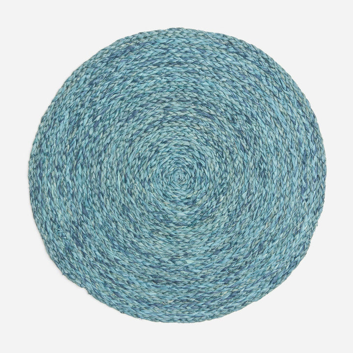 Zoey Mixed Blue Round Placemat Raffia Pack/4