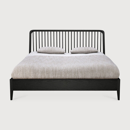 Spindle Bed - King, Oak black view