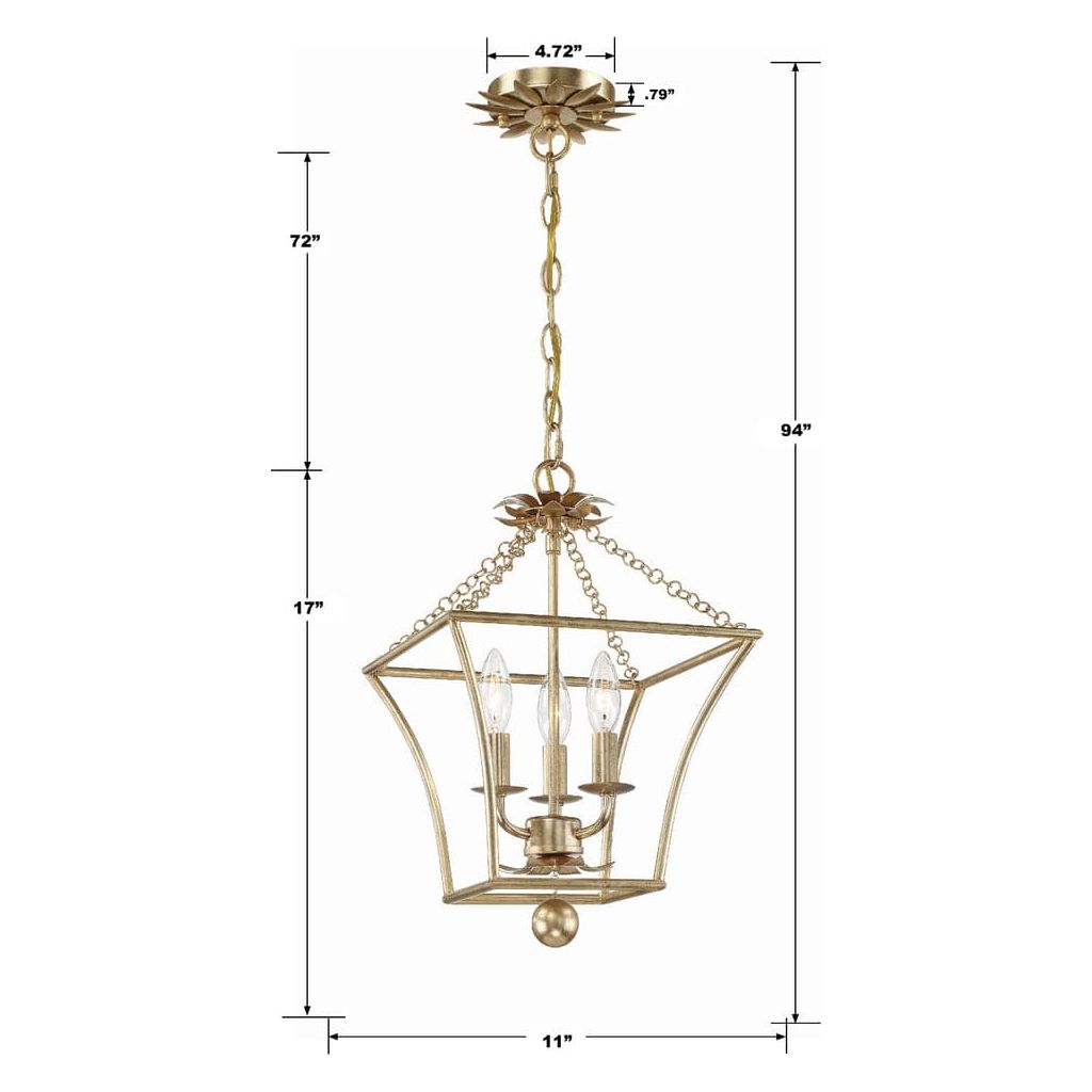 Broche 3 Light Lantern-Crystorama Lighting Company-CRYSTO-514-GA-Chandeliers-4-France and Son