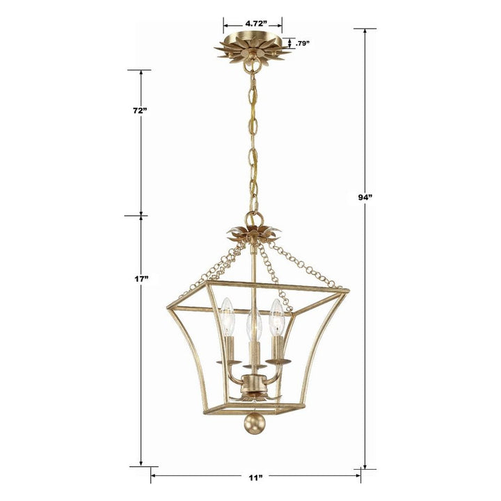 Broche 3 Light Lantern-Crystorama Lighting Company-CRYSTO-514-GA-Chandeliers-4-France and Son