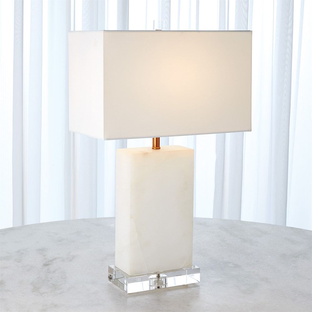 Table Lamps Alabaster Rectangular Table Lamp-Brass