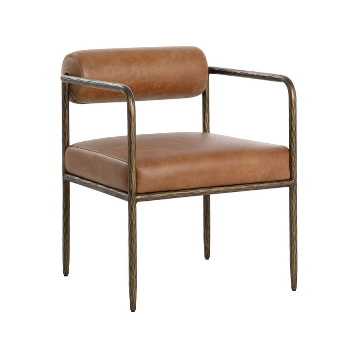 Dining Chairs Ajani Dining Armchair - Tan Leather
