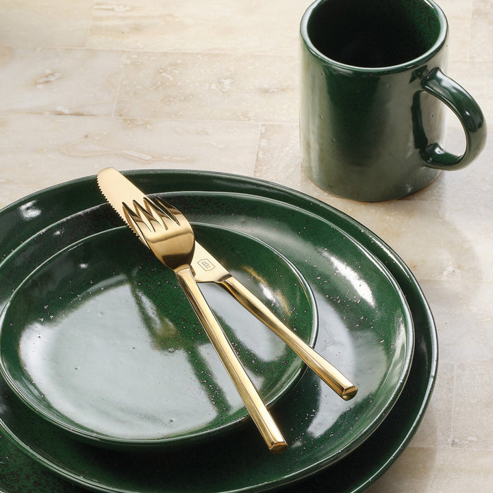 Marcus Dark Green Salt Glaze Bread Plate Stoneware Pack/4