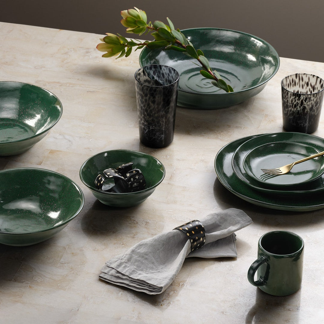 Marcus Dark Green Salt Glaze Pasta/Soup Bowl Stoneware Pack/4