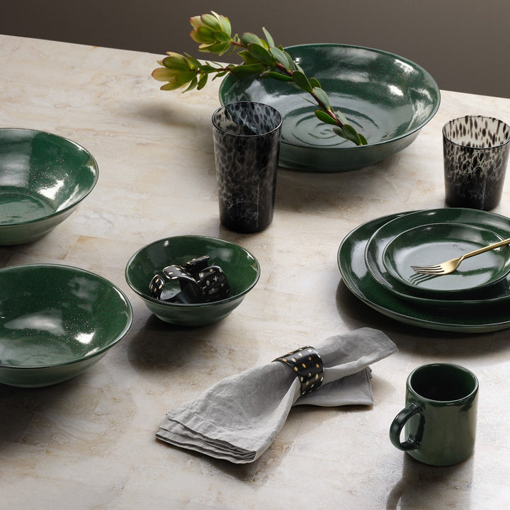 Marcus Dark Green Salt Glaze Pasta/Soup Bowl Stoneware Pack/4