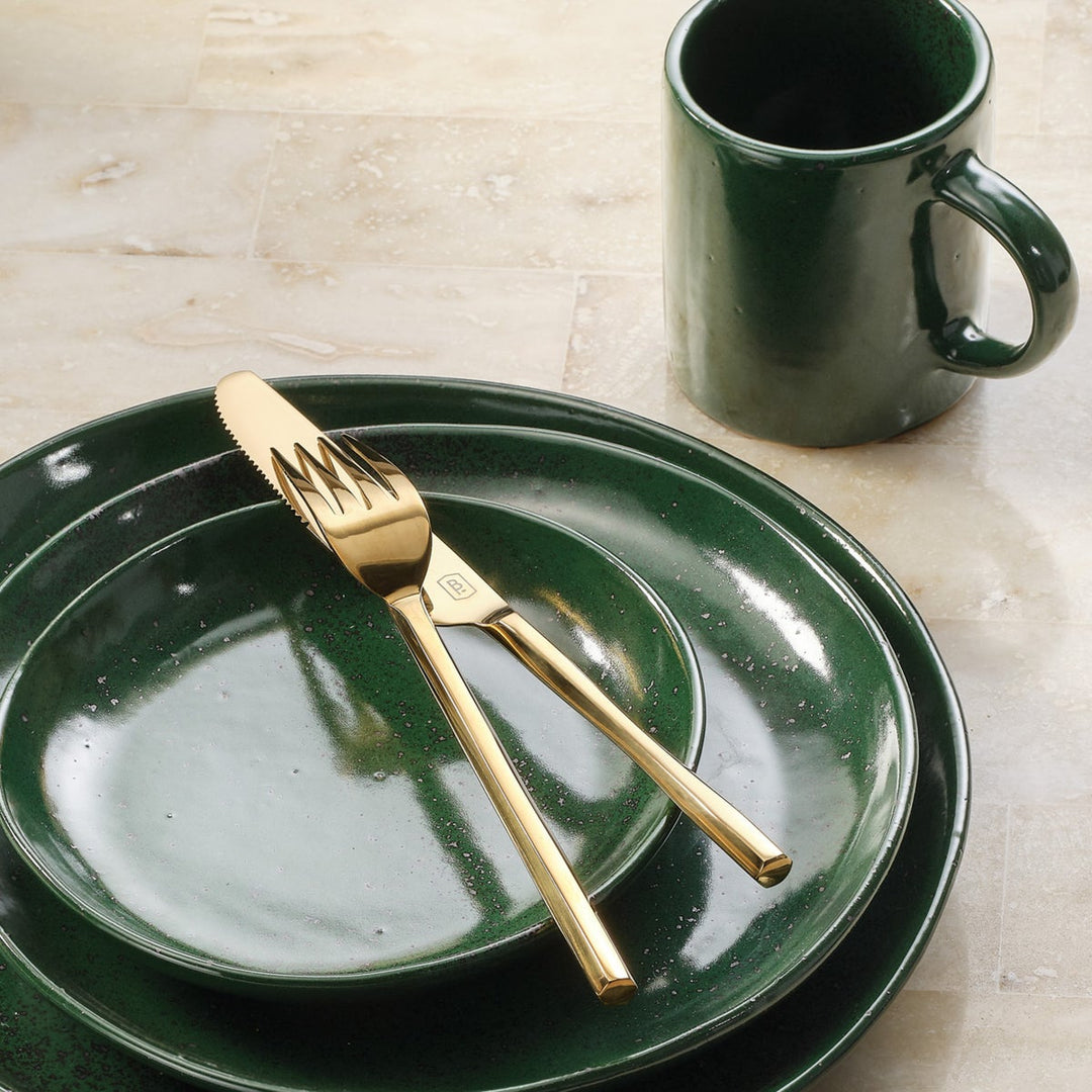 Marcus Dark Green Salt Glaze Salad/Dessert Plate Stoneware Pack/4