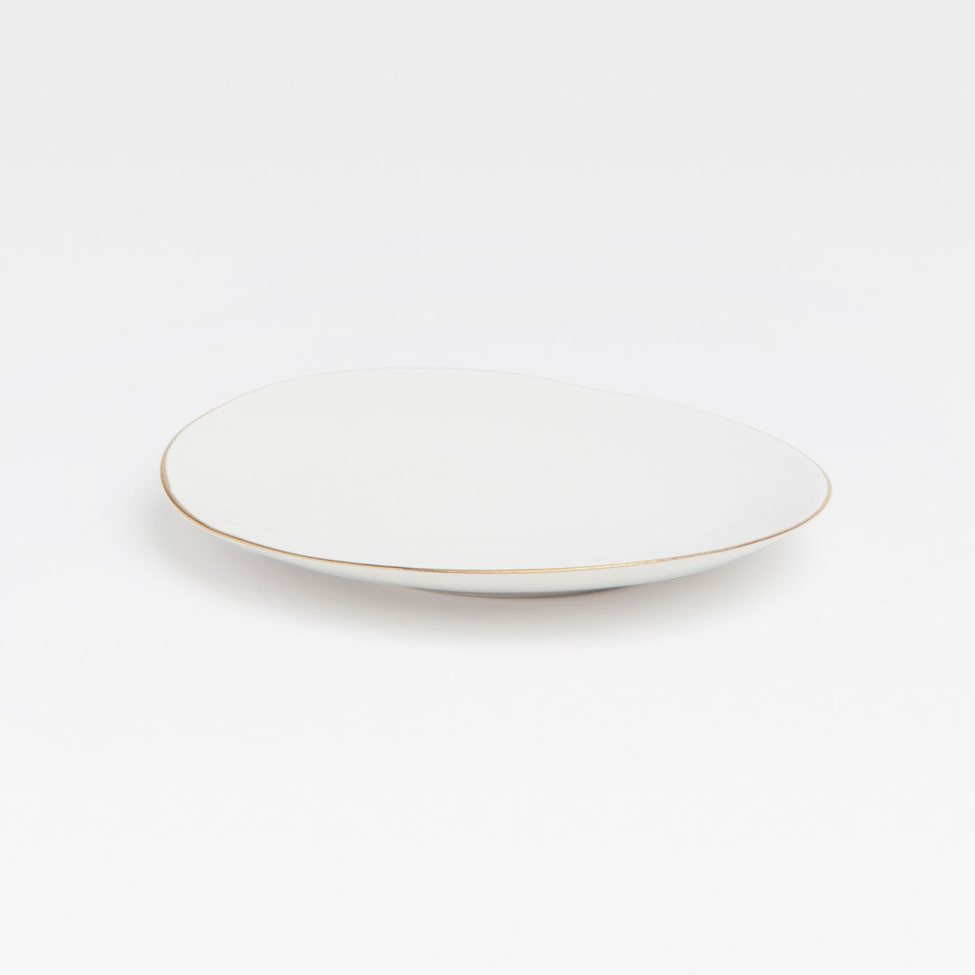 Julianna White Bread/Cupcake Plate With Gold Trim Pack/4