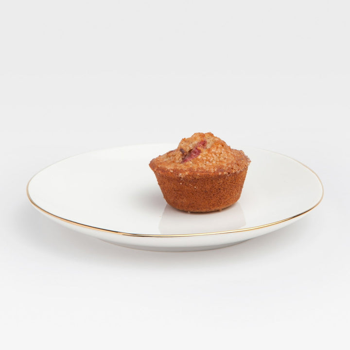 Julianna White Bread/Cupcake Plate With Gold Trim Pack/4