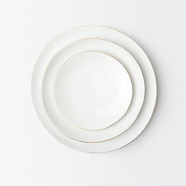Julianna White Dinner Plate With Gold Trim Pack/4