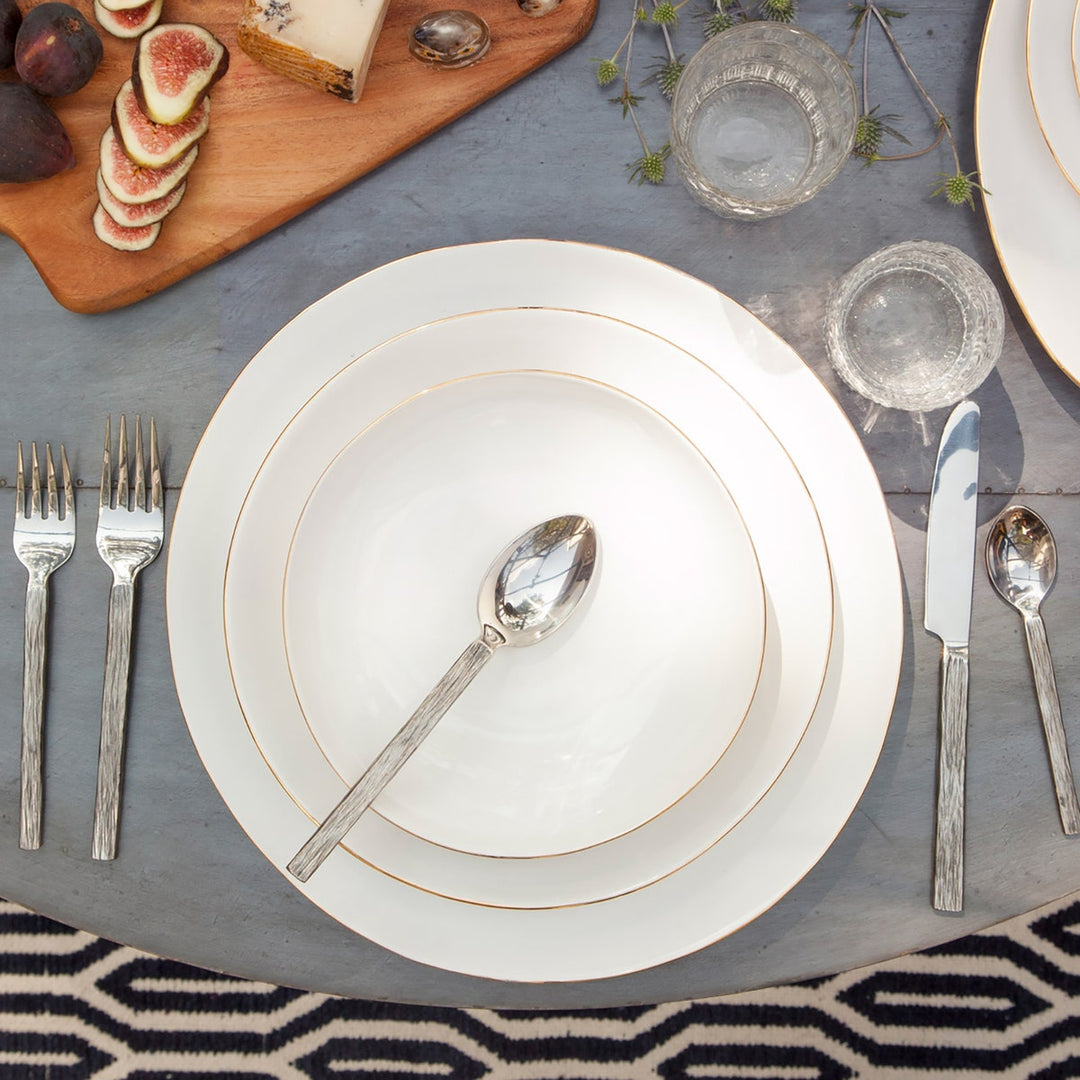 Julianna White Dinner Plate With Gold Trim Pack/4