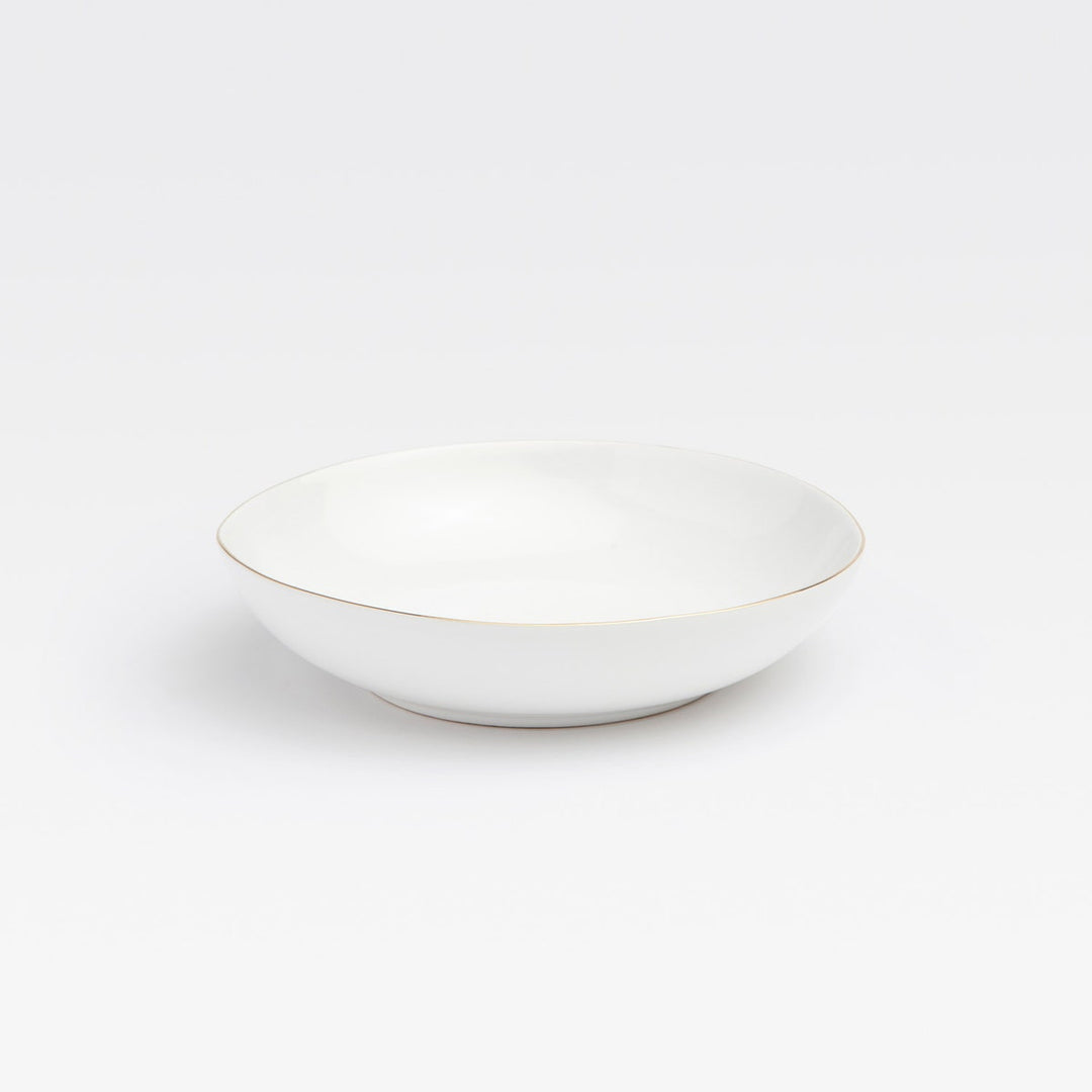 Julianna White Pasta/Soup Bowl With Gold Trim Pack/4