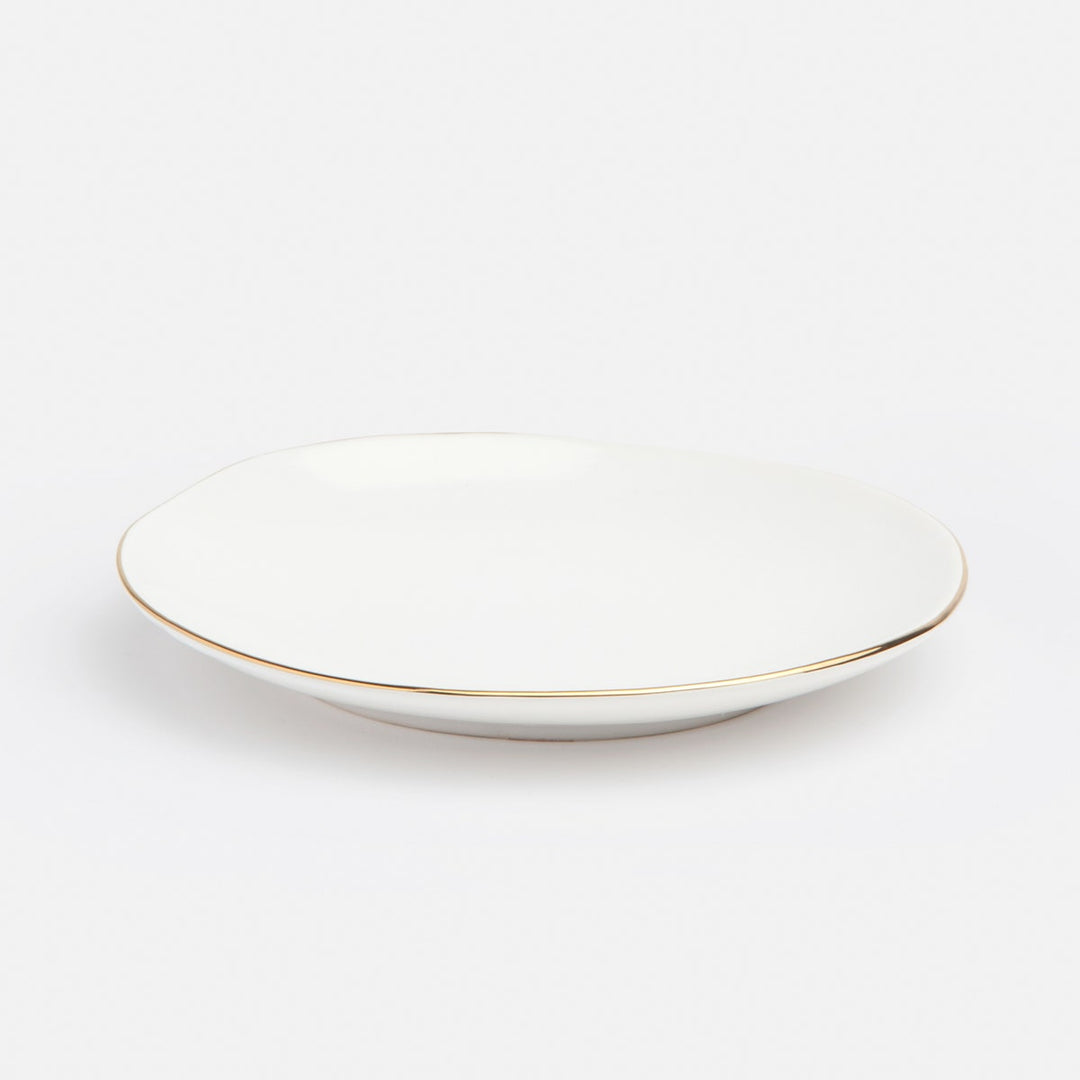 Julianna White Salad/Dessert Plate With Gold Trim Pack/4
