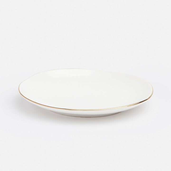 Julianna White Salad/Dessert Plate With Gold Trim Pack/4