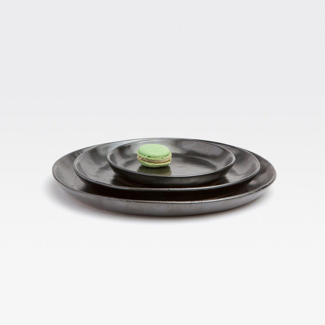 Marcus Black Glaze Dinner Plate Stoneware Pack/4 (Footed Ring)