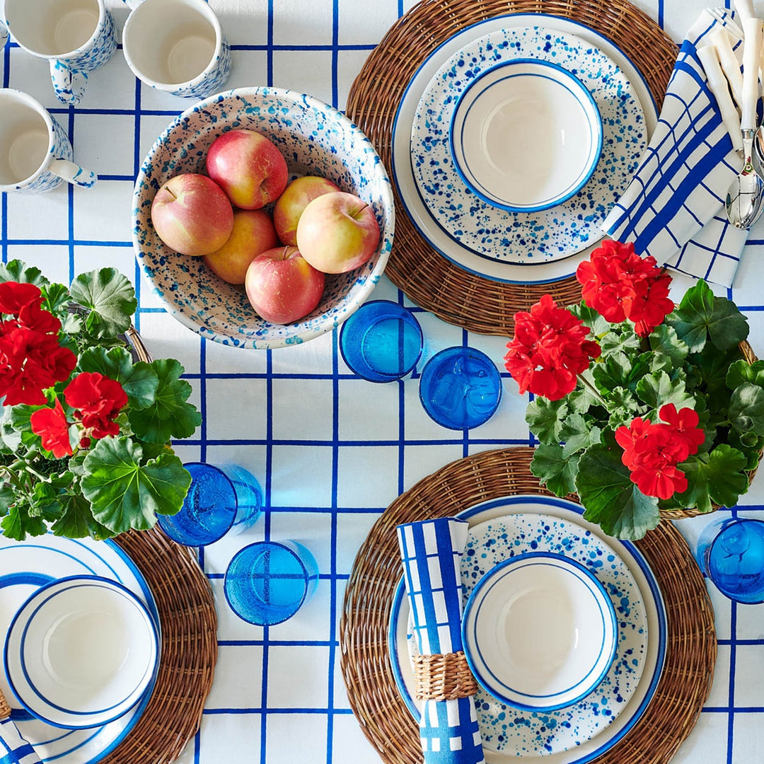 Sconset Mixed Blue Spongeware Dinner Plate Pack/4