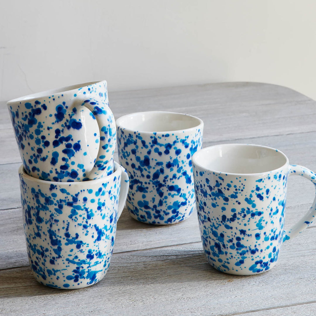 Sconset Mixed Blue Spongeware Mug Pack/4