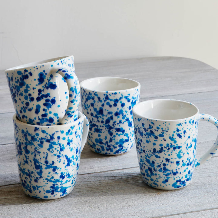 Sconset Mixed Blue Spongeware Mug Pack/4