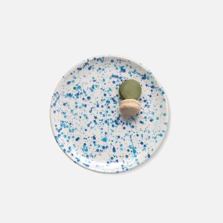 Sconset Mixed Blue Spongeware Salad/Dessert Plate Pack/4