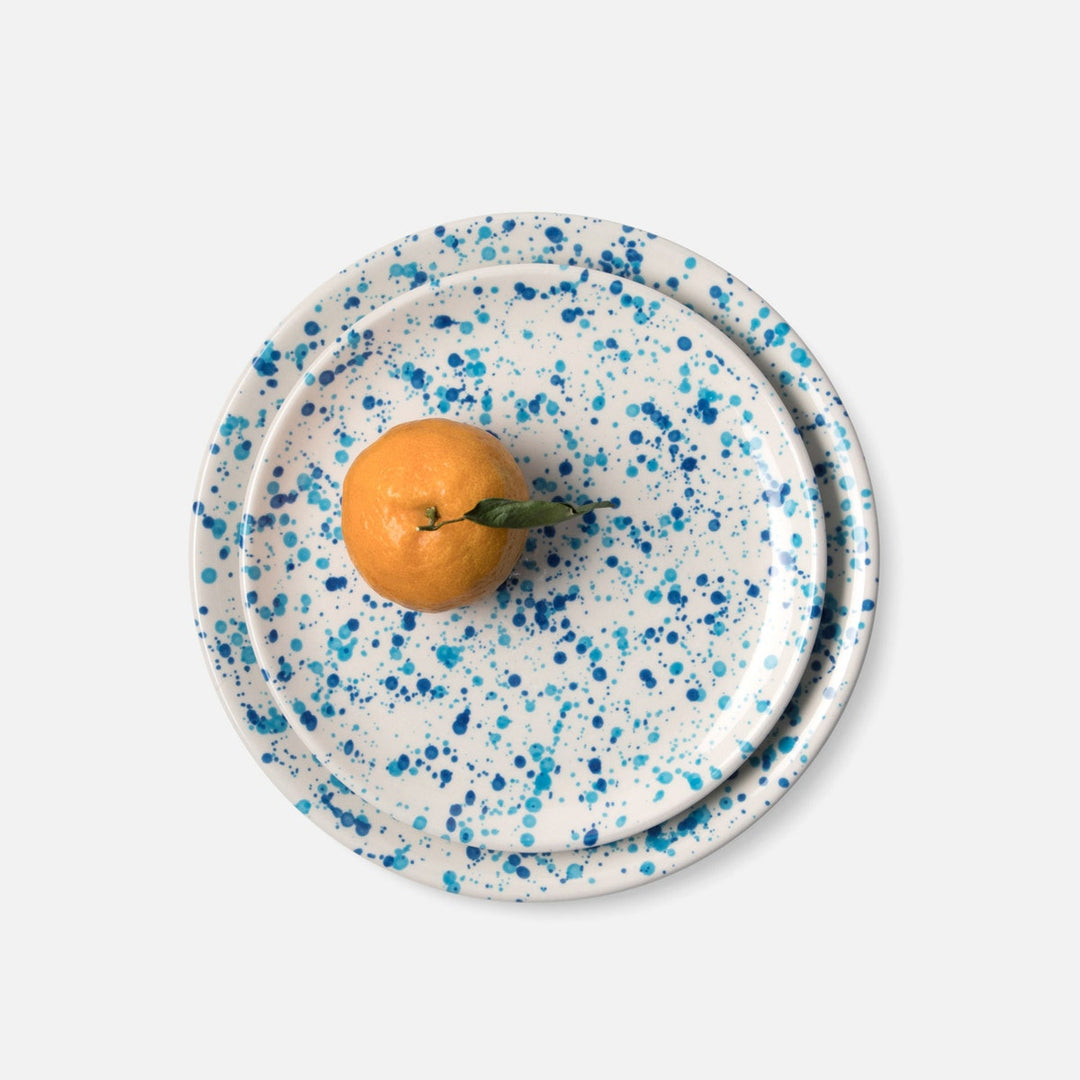 Sconset Mixed Blue Spongeware Salad/Dessert Plate Pack/4
