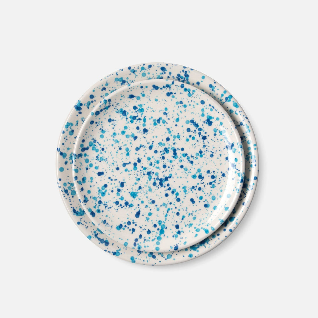 Sconset Mixed Blue Spongeware Salad/Dessert Plate Pack/4