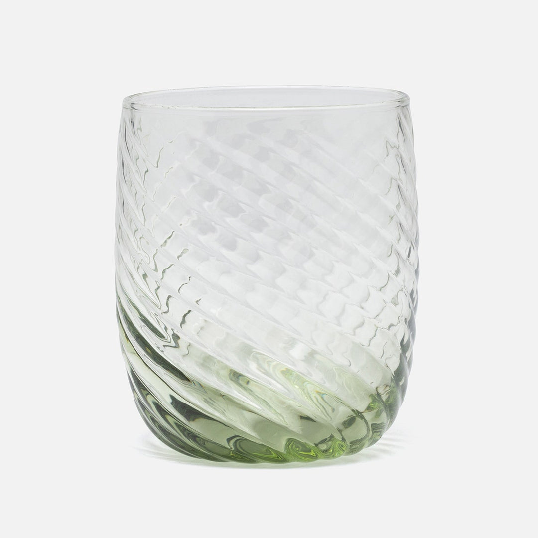 Florence Olive Green Swirled Tumbler Hand Blown Glass Pack/6