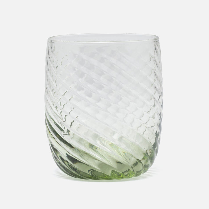 Florence Olive Green Swirled Tumbler Hand Blown Glass Pack/6