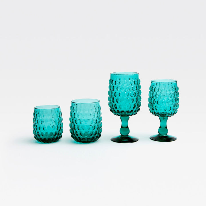 Claire Teal Water Goblet Hand Blown Pack/6