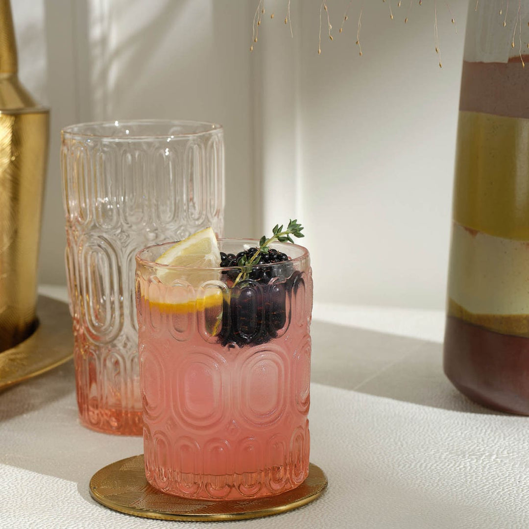 Aaron Pink Highball Glass Hand Blown Pack/6