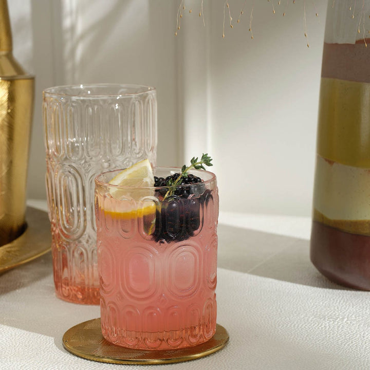 Aaron Pink Tumbler Glass Hand Blown Pack/6