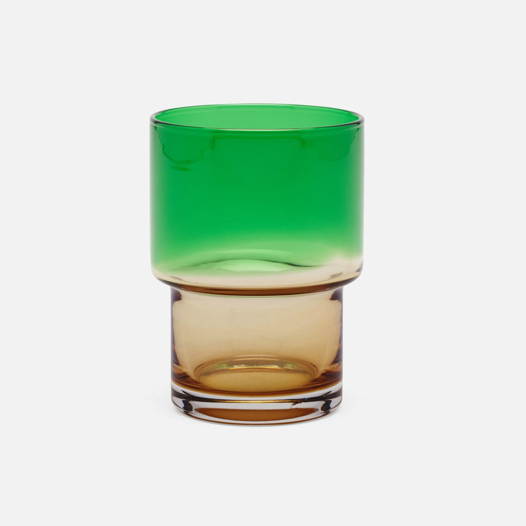 Samuel Dark Green/Amber Tumbler Glass Hand Blown Pack/6