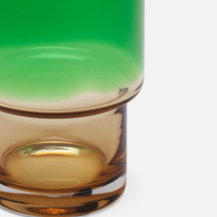 Samuel Dark Green/Amber Tumbler Glass Hand Blown Pack/6