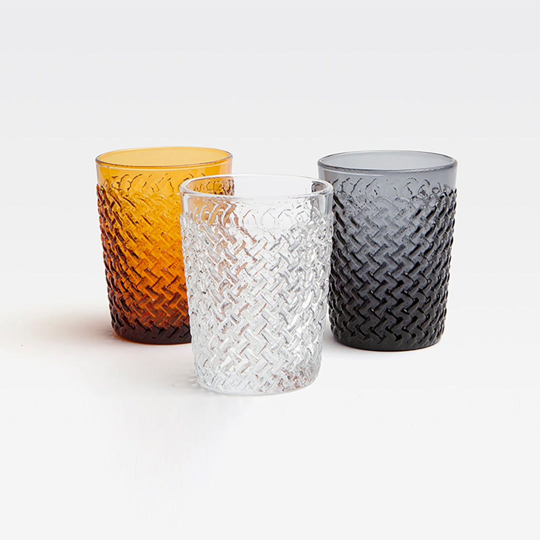 Grayson Amber Tumbler Glass Hand Blown Pack/6