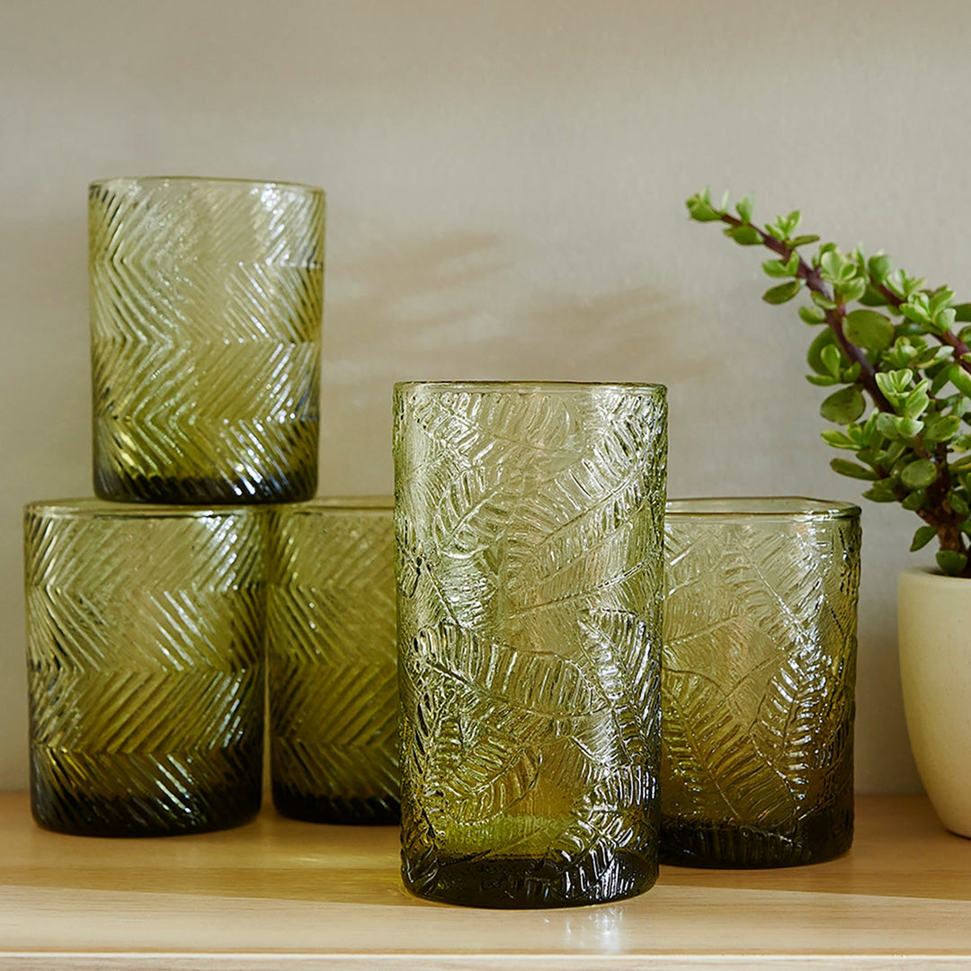 Peyton Sage Green Tumbler Glass Hand Blown Pack/6