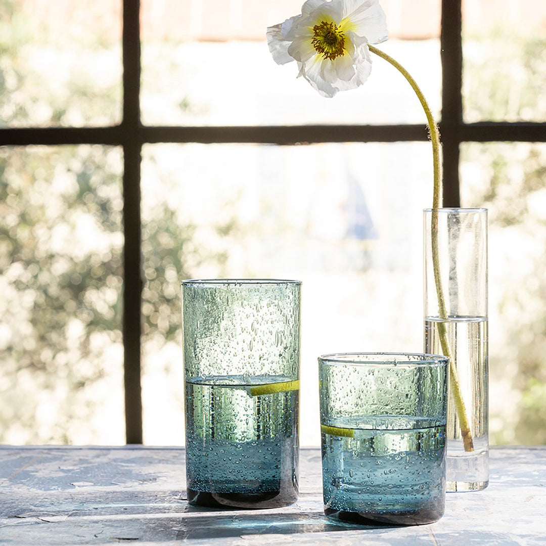 Quinn Charcoal Blue Highball Glass Hand Blown Pack/6