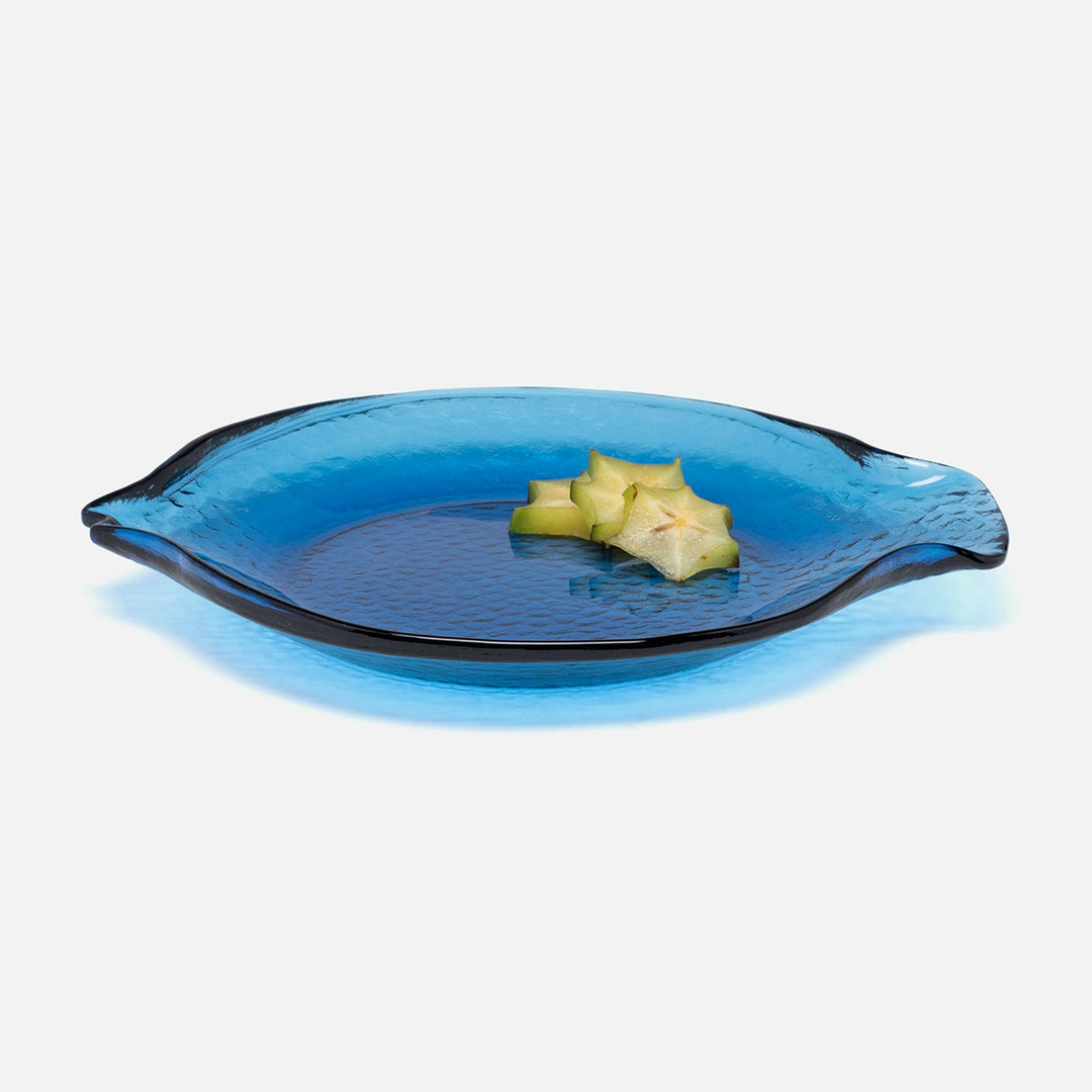 Blaire Dark Sapphire Fish Serving Platter Small Pack/4 Hand Pressed Glass