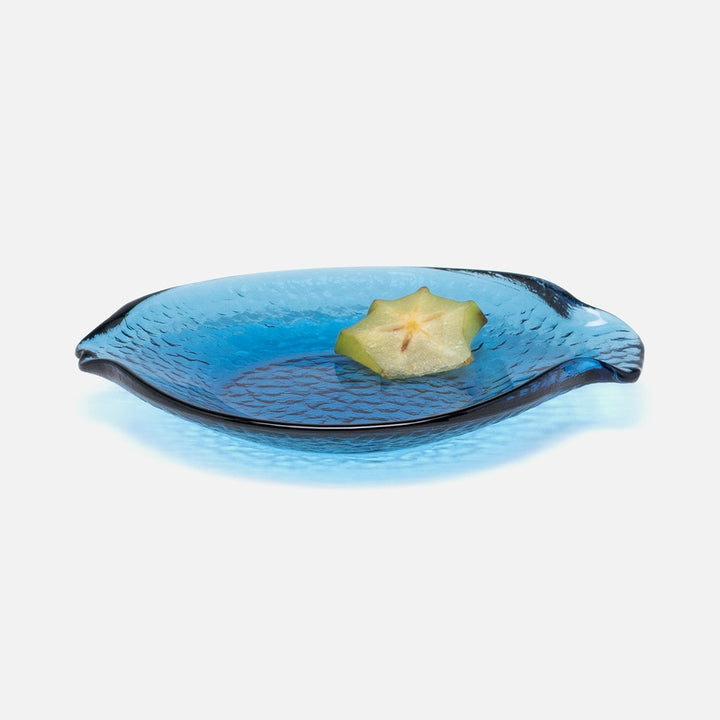 Blaire Dark Sapphire Fish Serving Platters Set/2 Hand Pressed Glass