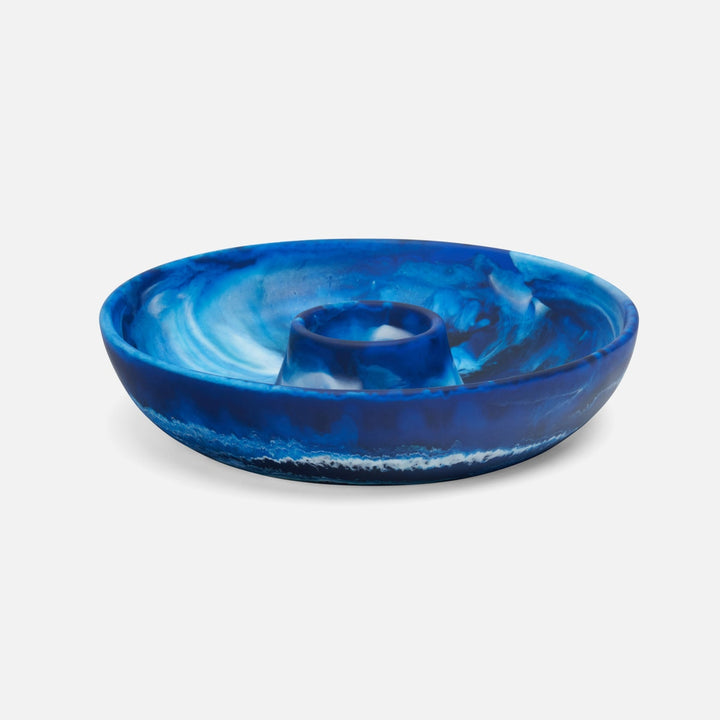Hugo Blue Swirled Chip And Dip Bowl Resin