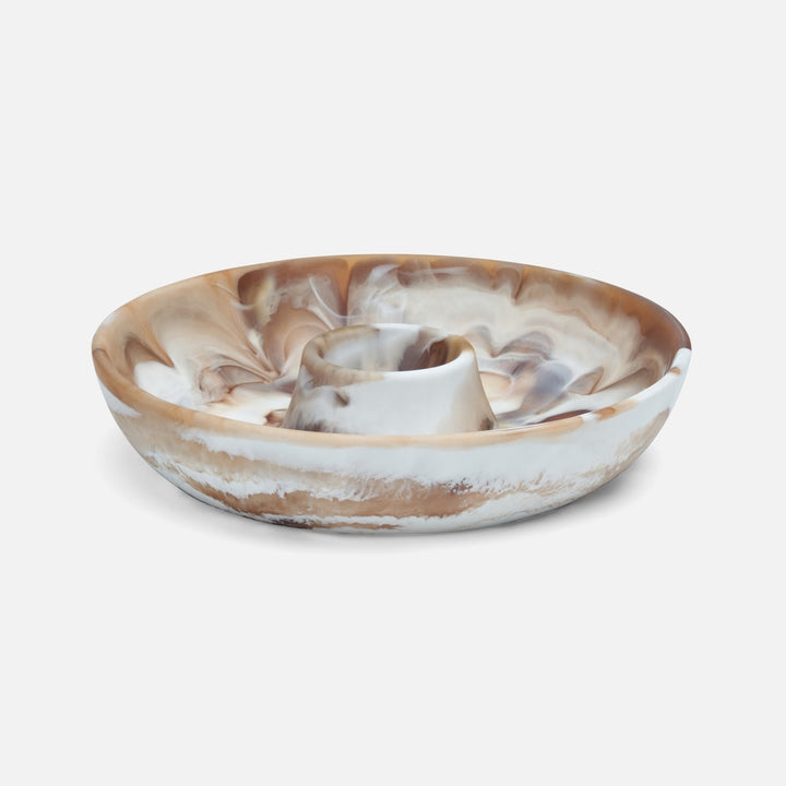 Hugo Brown Swirled Chip And Dip Bowl Resin