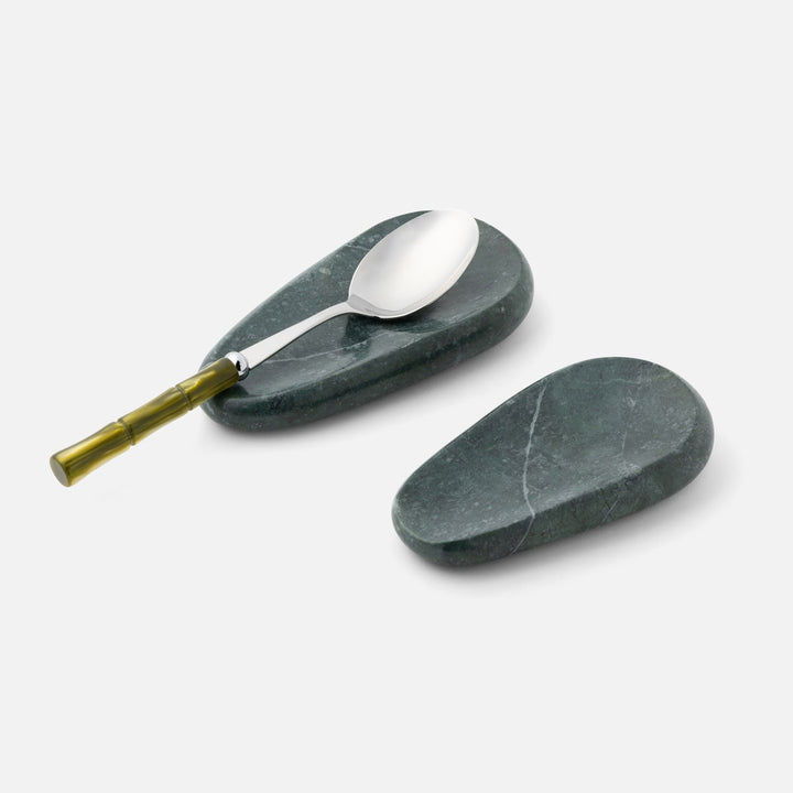 Neya Dark Jade Spoon Rest Marble Set/2