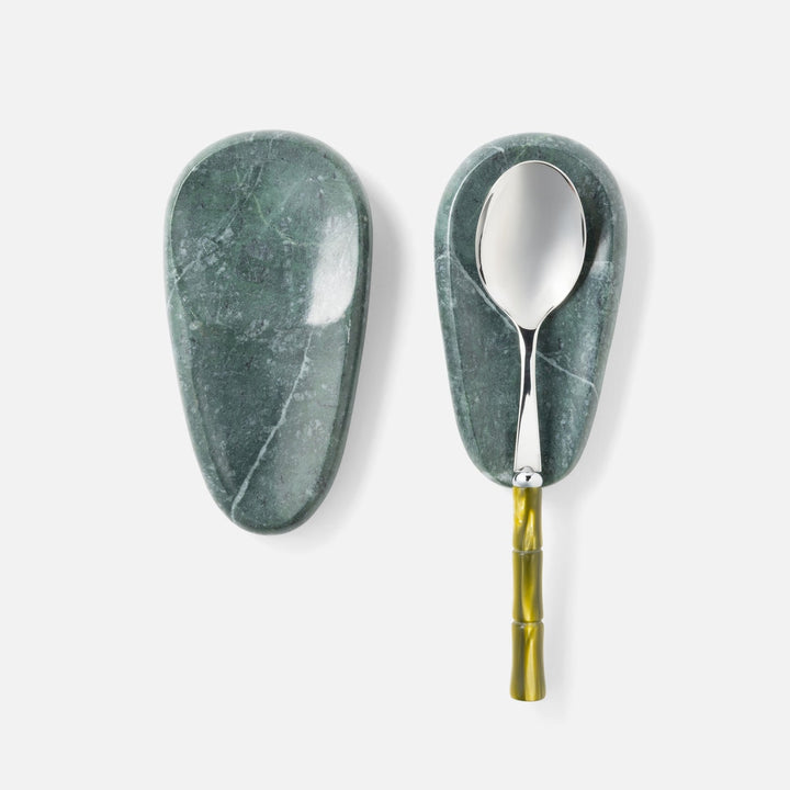 Neya Dark Jade Spoon Rest Marble Set/2