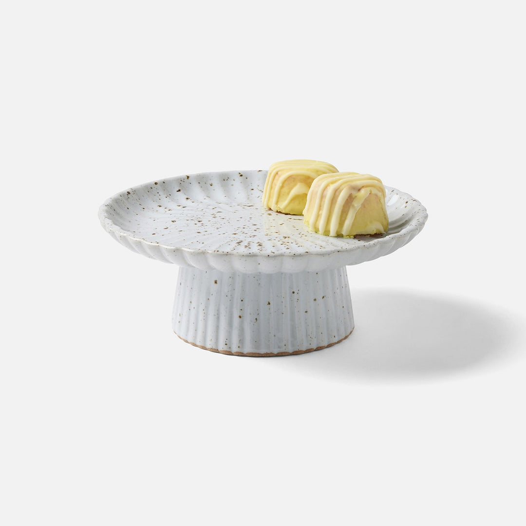 Adrianna White Salt Glaze Scalloped Cake Stand Small Pack/2