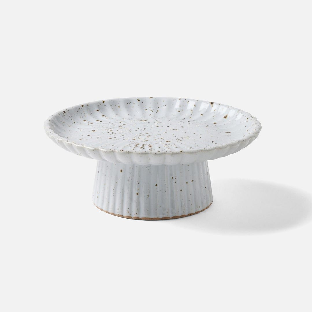 Adrianna White Salt Glaze Scalloped Cake Stand Small Pack/2